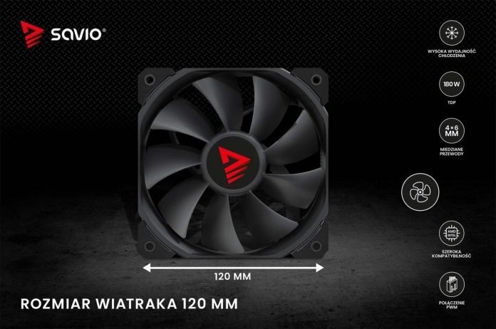 Prezentacja przedstawiająca chłodzenie CPU Vortex X2 na czarnym tle